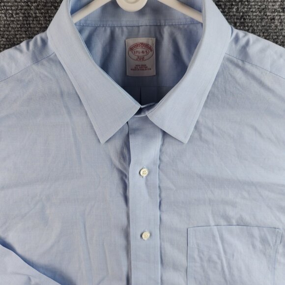 Brooks Brothers 17.5 34/35 Non-iron Blue Long Sleeve Button Up Shirt All Cotton - Picture 1 of 16
